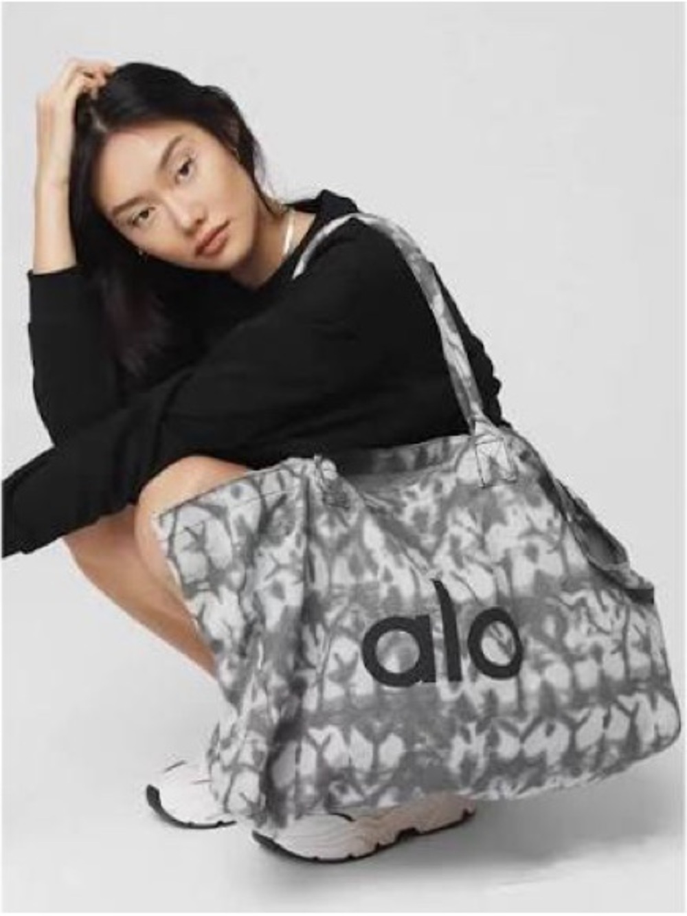 ALO Yoga Gray Tie-Dye Tote Bag
